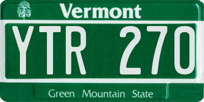 VT license plate YTR270