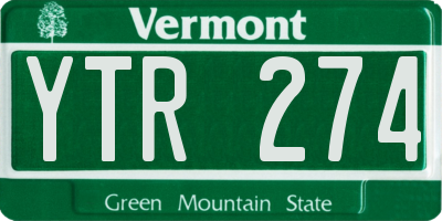 VT license plate YTR274
