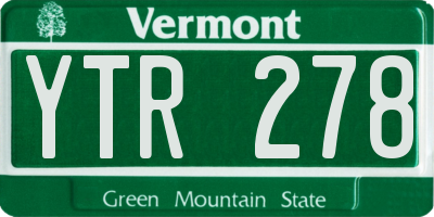 VT license plate YTR278