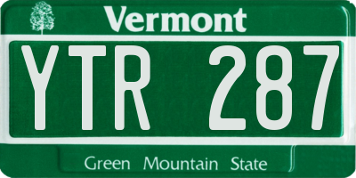 VT license plate YTR287