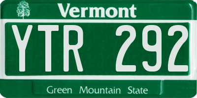 VT license plate YTR292