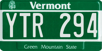 VT license plate YTR294