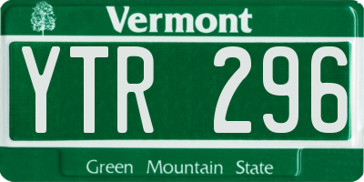 VT license plate YTR296