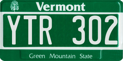 VT license plate YTR302