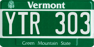 VT license plate YTR303