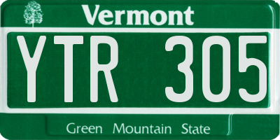 VT license plate YTR305