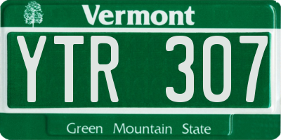 VT license plate YTR307