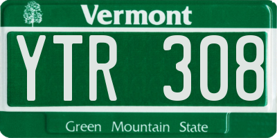 VT license plate YTR308