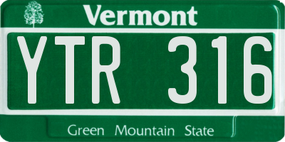 VT license plate YTR316