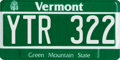 VT license plate YTR322