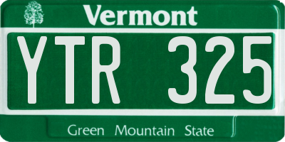 VT license plate YTR325