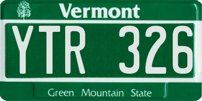VT license plate YTR326