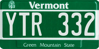 VT license plate YTR332