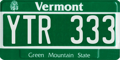VT license plate YTR333