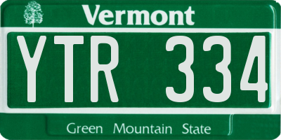 VT license plate YTR334