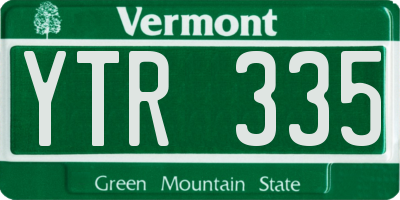 VT license plate YTR335