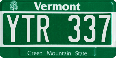 VT license plate YTR337