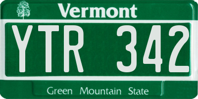 VT license plate YTR342