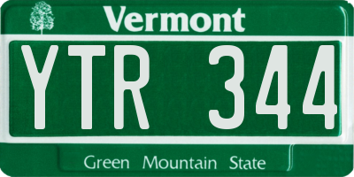 VT license plate YTR344