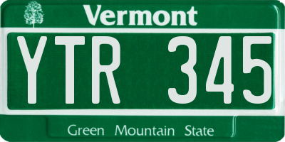 VT license plate YTR345
