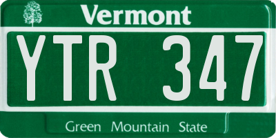 VT license plate YTR347
