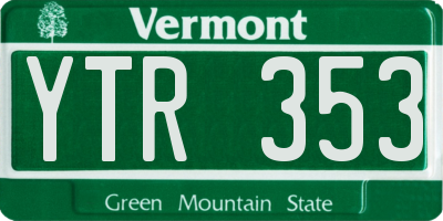 VT license plate YTR353