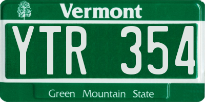 VT license plate YTR354