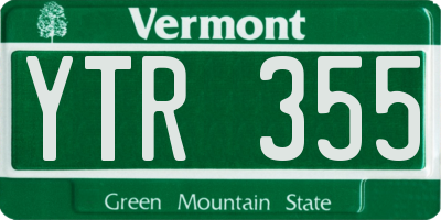 VT license plate YTR355
