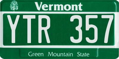 VT license plate YTR357