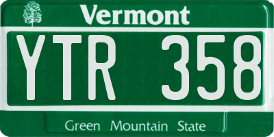 VT license plate YTR358