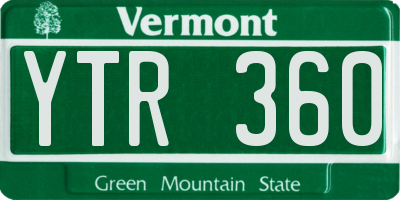 VT license plate YTR360
