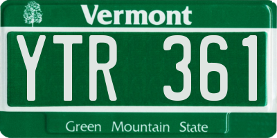 VT license plate YTR361