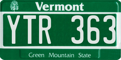VT license plate YTR363