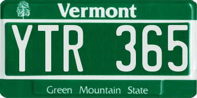 VT license plate YTR365