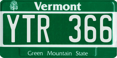 VT license plate YTR366