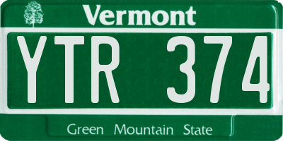 VT license plate YTR374