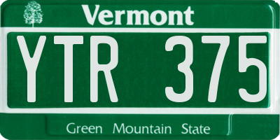 VT license plate YTR375