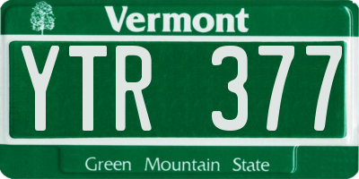 VT license plate YTR377