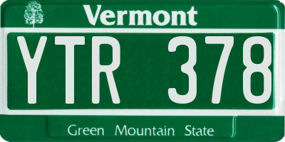 VT license plate YTR378