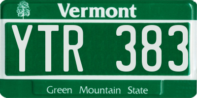 VT license plate YTR383