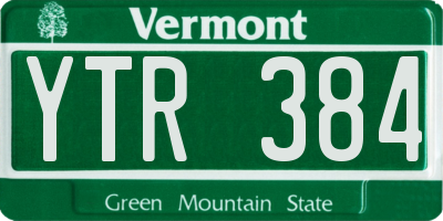 VT license plate YTR384