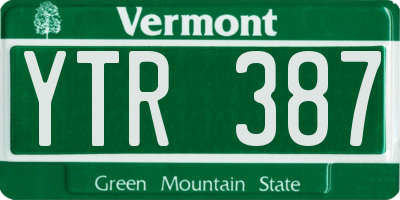 VT license plate YTR387
