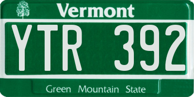 VT license plate YTR392