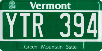VT license plate YTR394