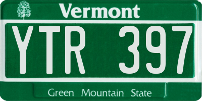 VT license plate YTR397
