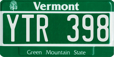 VT license plate YTR398