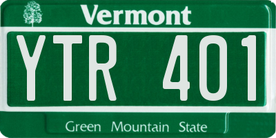VT license plate YTR401