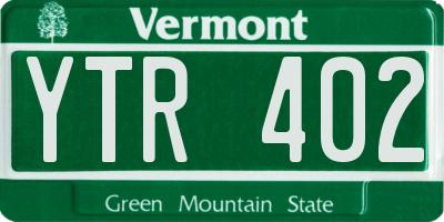 VT license plate YTR402