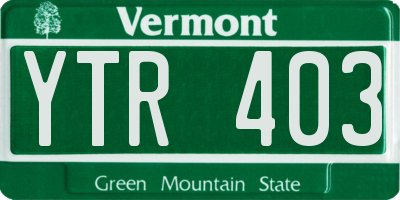 VT license plate YTR403