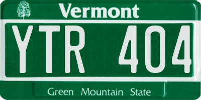 VT license plate YTR404